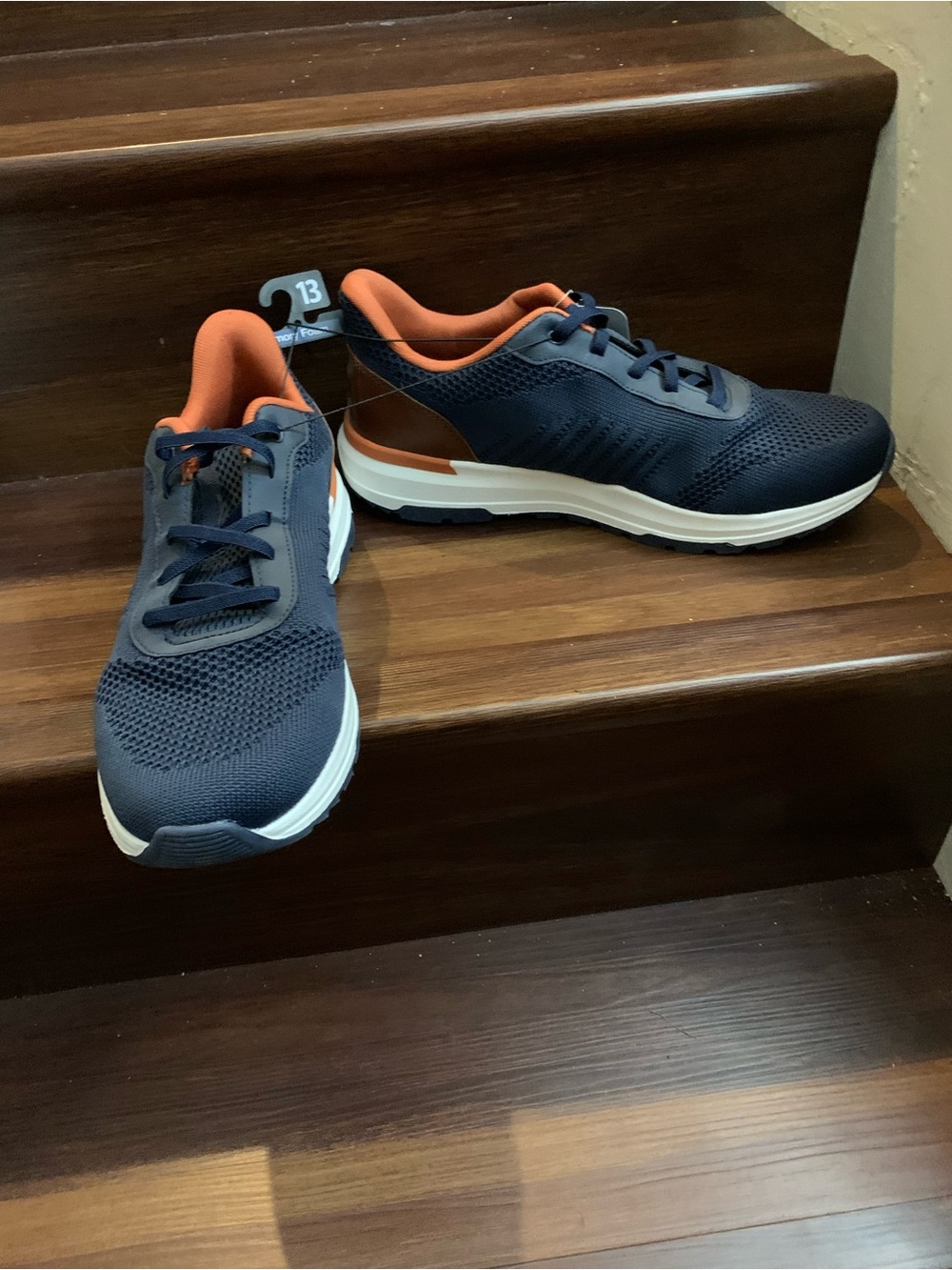 New Men’s George Men's Navy and Orange Athletic Memory Foam Sneakers. Size 13 - Picture 3 of 11